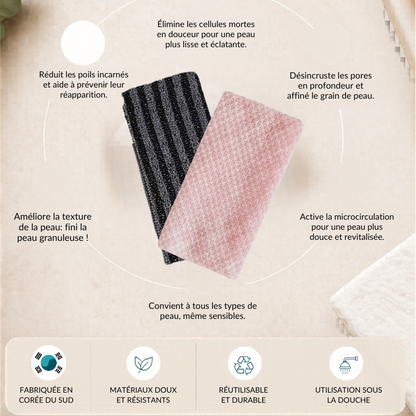 Serviette Exfoliante Anti-Peau de Poulet & Poils Incarnés